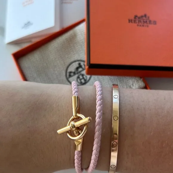 Glenan Double Tour Bracelet Hermès Glenan Double Tour Pink